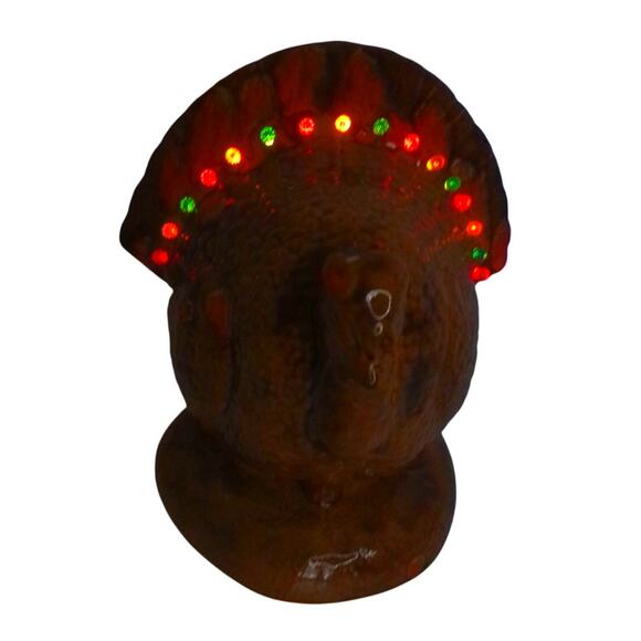 Vintage Ceramic Multicolor Light Up Thanksgiving Turkey - Picture 1 of 11